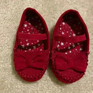 EUC Red Bow Baby Shoes